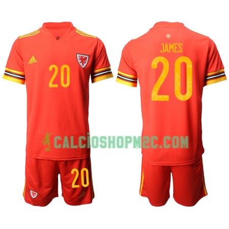 Galles Daniel James 20 Bambino Maglia Prima Euro 2020 Manica Corta (+ Pantaloncini)